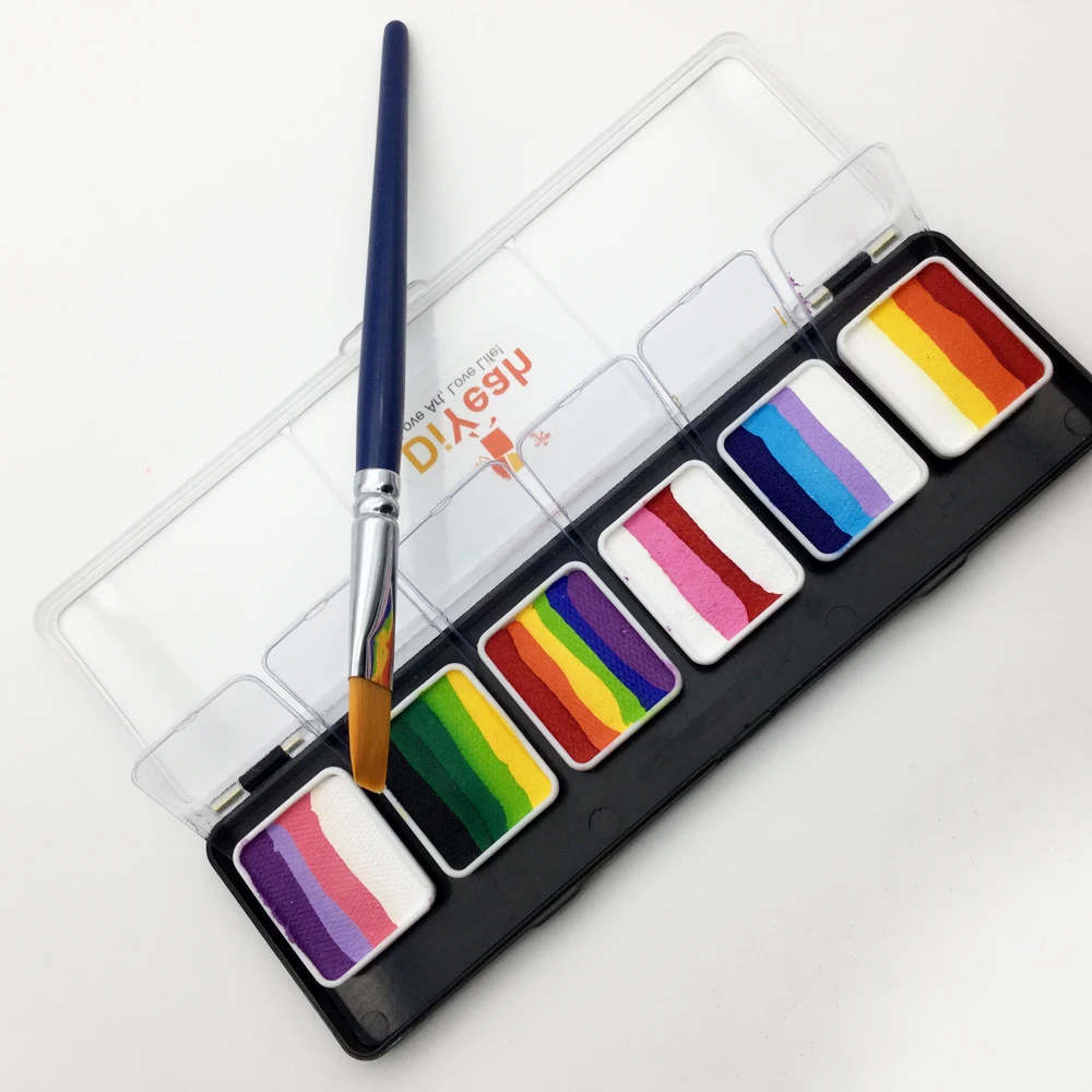 DiYeah боди арт на водной основе картина для лица разделенные торты Радужная