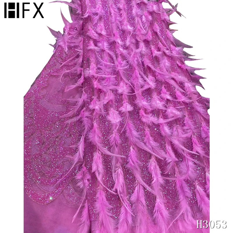 HFX новейшая африканская кружевная ткань с французскими перьями