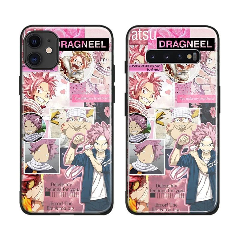 dragneel natsufairy tail cover for iphone se 6s 7 8 x xr xs 11 pro max samsung s note 10 20 plus glass phone case shell free global shipping