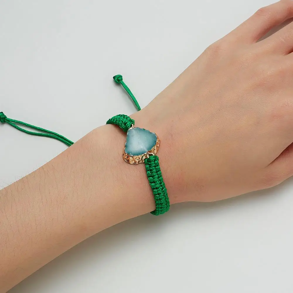 Belleper 2019 New Resin Hand-woven Bracelet Triangle Scallop Imitation Natural Stone Creative Female Casual Jewelry | Украшения и