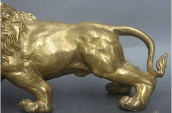 Бесплатная доставка &lt13 &quotКитайская народная фэн-шуй латунь свирепый лев статуя