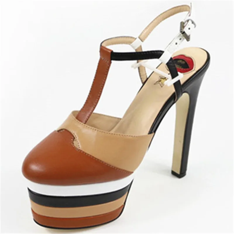 Босоножки на платформе и высоком каблуке; женская обувь из натуральной кожи; Zapaptos De Mujer; женская обувь с пряжкой; босоножки; Sandalias Mujer; вечерние туфли