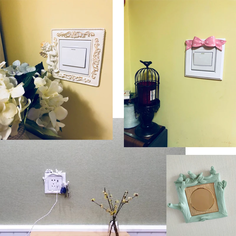 

Resin Switch Protective Cover Sticker Wall Rack European-style Simple Modern Socket Rack Home Creative Wall Decoration Board
