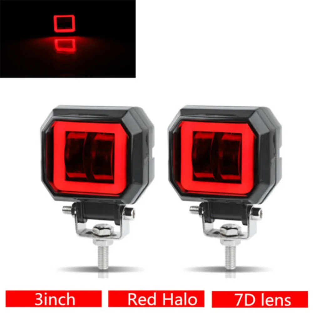 

2000LM LED Work Light 2Pcs Waterproof With Angel Eye Offroad ATV Truck
