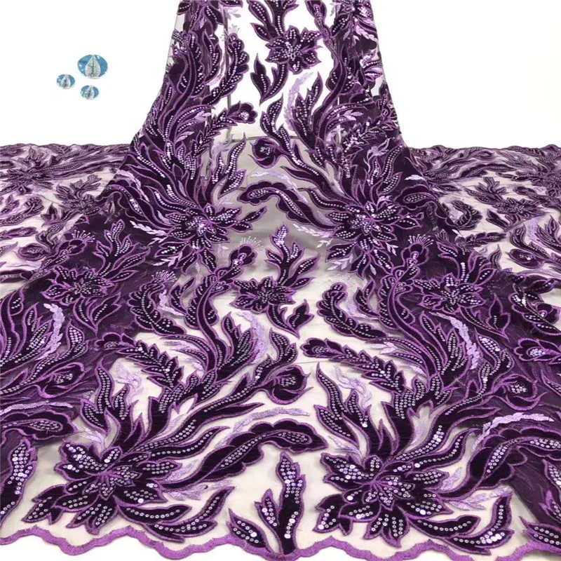 

NaXiu latest green african tull lace fabrics High Quality 2019 velvet lace fabric with sequins for Christmas wedding party dress