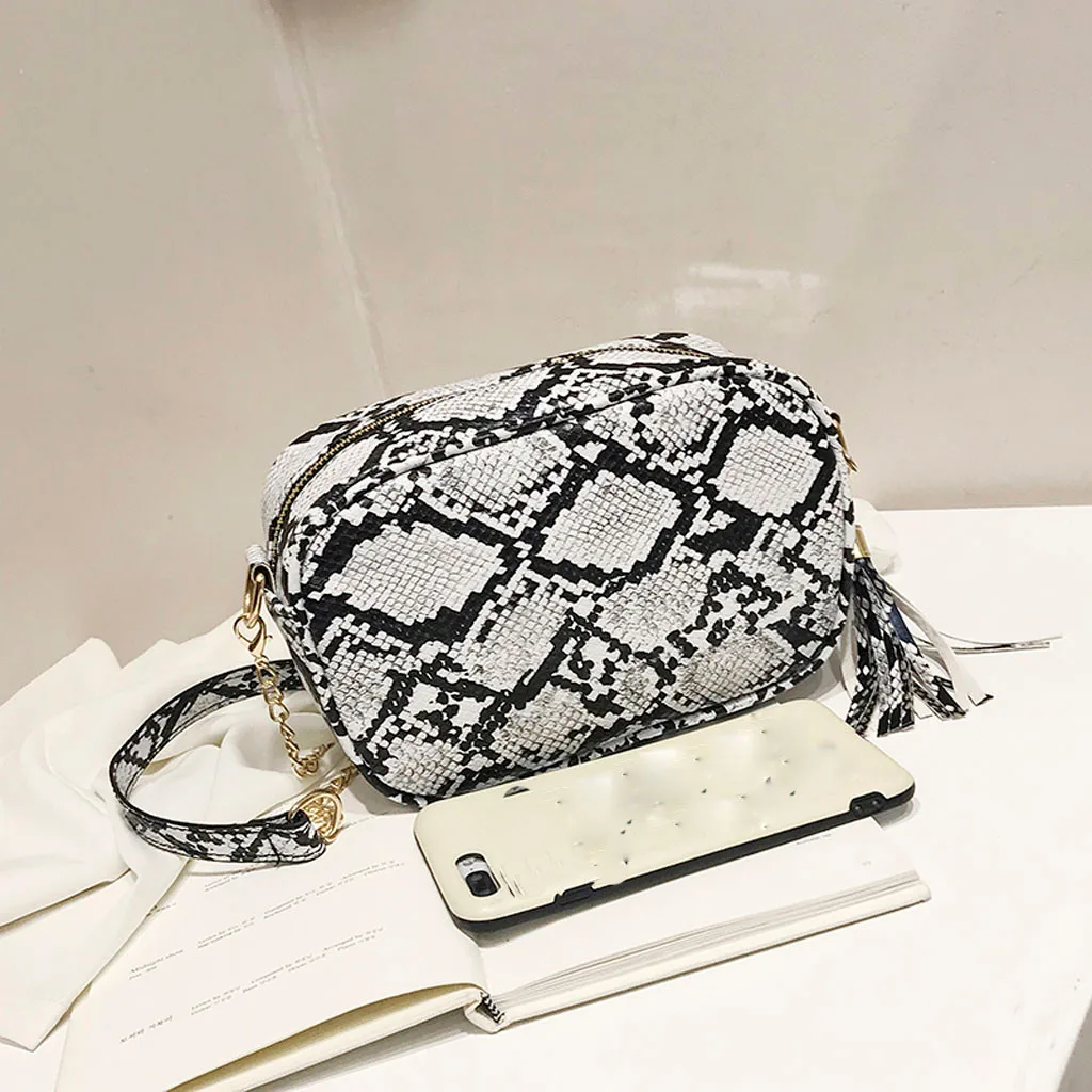 Модная дамская змеиная сумка с принтом универсальная женская на плечо