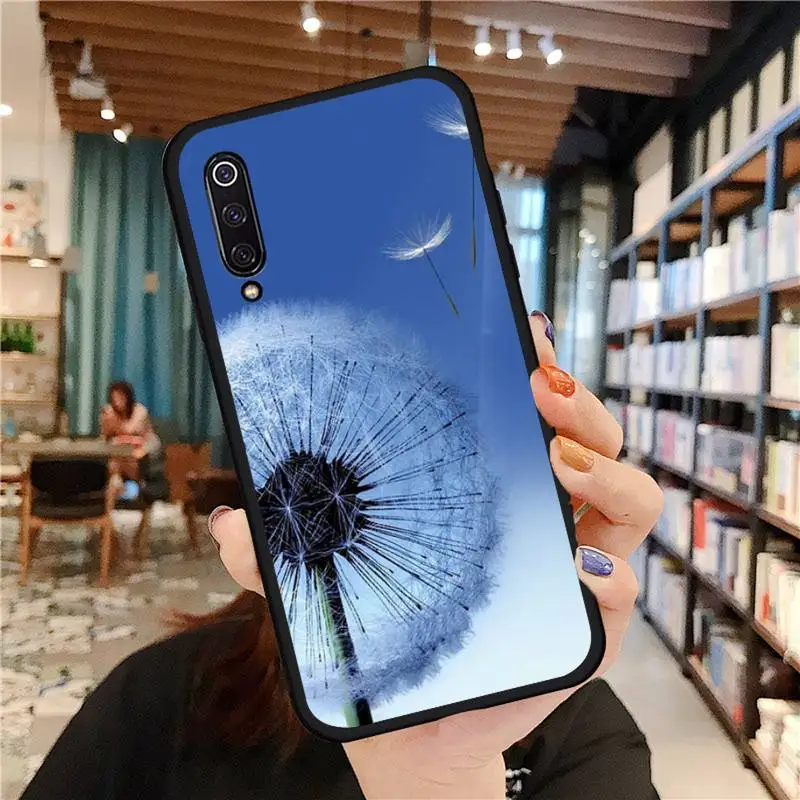 

flower Dandelion Ink Drawing Phone Case black For Xiaomi Redmi mi note 7 8t 9 9t 9s 8 10 10t 11 pro lite K20 max 3