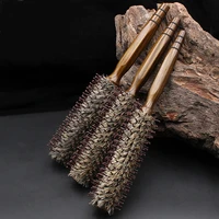 irui 1pc natural boar bristle nylon wooden handle embossing hair brush beauty salon hairdressing barber comb