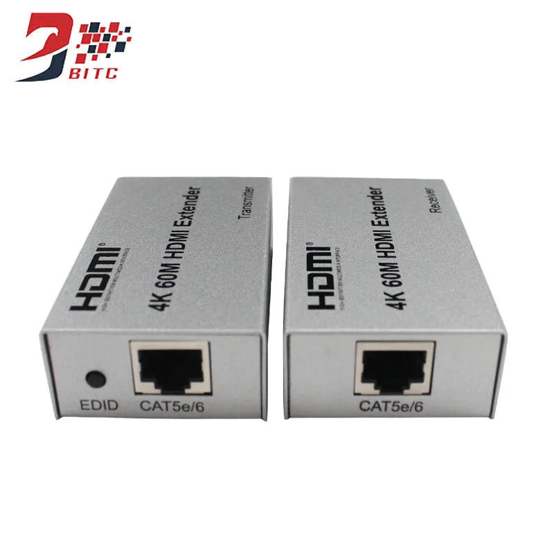SZBITC HDMI удлинитель 60 м 4 к HDMI передатчик приемник по Cat 5e/6 RJ45 один кабель Ethernet конвертер