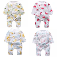 baby infant v neck jumpsuit newborn cute cartoon fruit long sleeve cotton boy girl clothing toddle monk suit pajamas