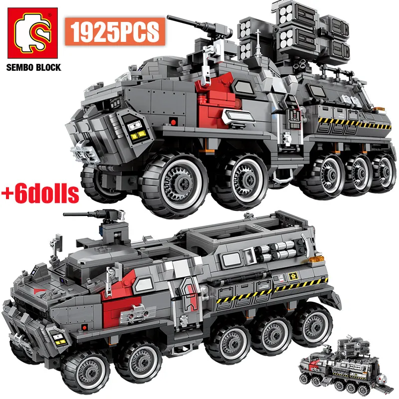 

SEMBO City Wandering Earth Carrier Car Building Blocks Military Tank Cargo Van Transport Truck Bricks Gifts Toys for Boy