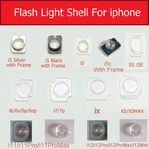Flash Light Shell Flex Plastic Bracket Clip For iPhone 5 5c 5s 5se 6 6s 6p 6sp 7 Plus 11 12 Mini Pro X Xs Max Ring Holder Repair