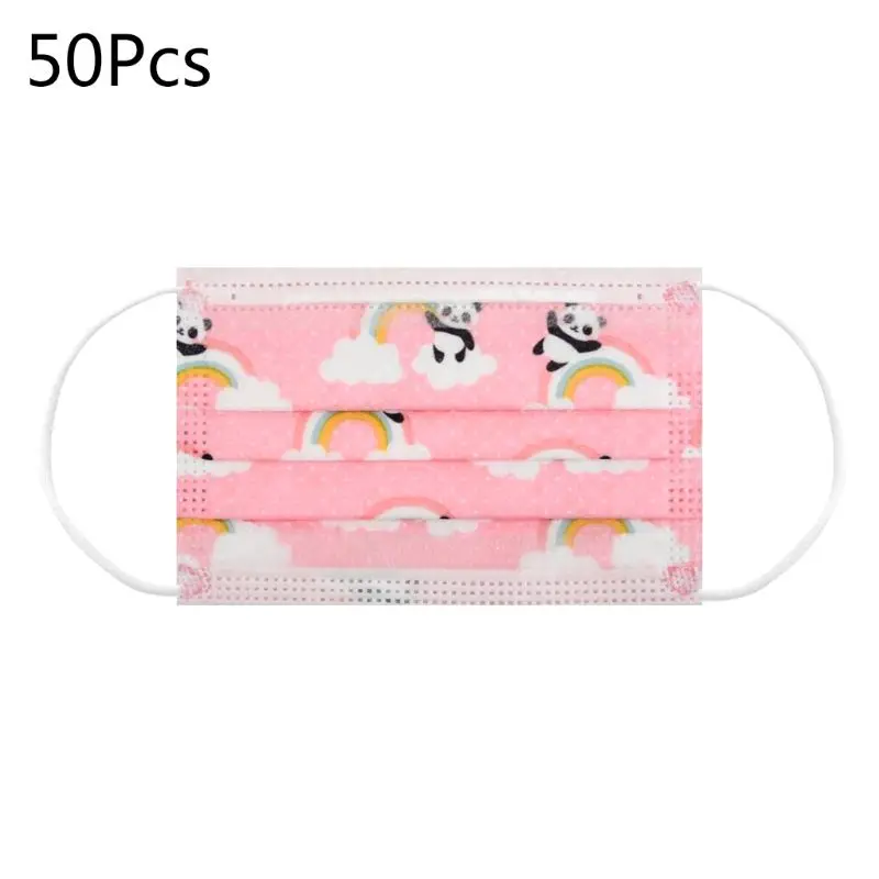 

50pcs Children Kids Cartoon 3 Ply Disposable Face Mouth Masks Earloop Personal Haze For Halloween Christmas