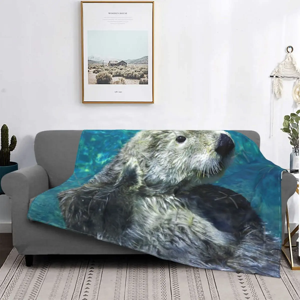 

Очаровательное милое синее одеяло для морской выдры, покрывало для кровати, Клетчатое одеяло, клетчатое покрывало с капюшоном для дивана, Р...