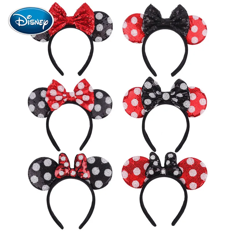 

Новинка, шикарная Женская лента для волос в горошек с большими искусственными ушками мыши, женская мягкая лента для волос, аксессуары для во...