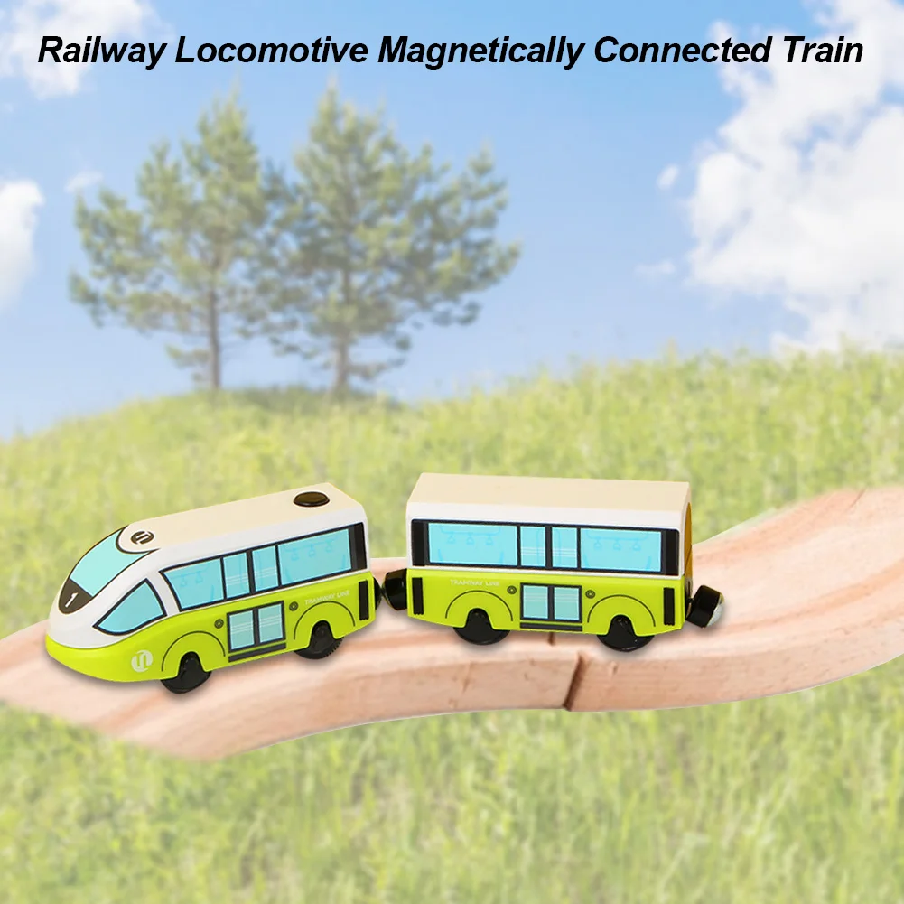 

Railway Locomotive Magnetically Connected Electric Small Train Magnetic Rail Toy Compatible With Wooden Track Present For Kids