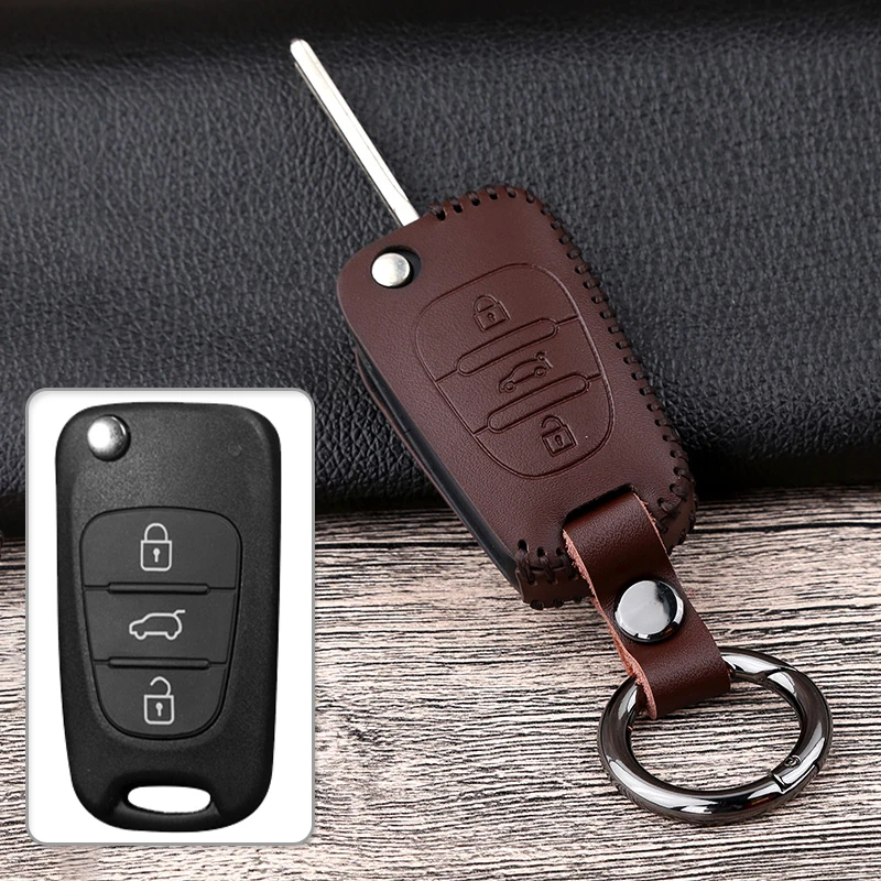 

Leather Car Key Case Cover For Hyundai Tucson JM i20 i30 ix20 ix35 Accent Solaris RB For Kia k2 K3 K5 Rio Sportage Picanto Ceed