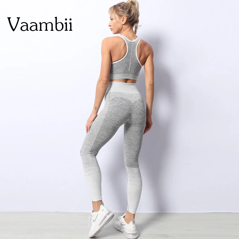 

Women's Two Piece Gym Set Trouser Sport Set Outfit Seamless Tracksuit Suit For Fitness Woman Tracksuits Women Sportwear Sets