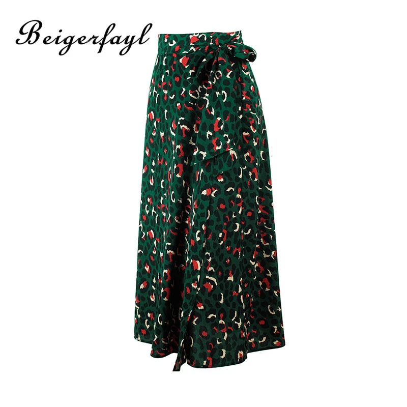 Beigerfayl 2019 длинная юбка с цветочным принтом животным трапециевидная леопардовая
