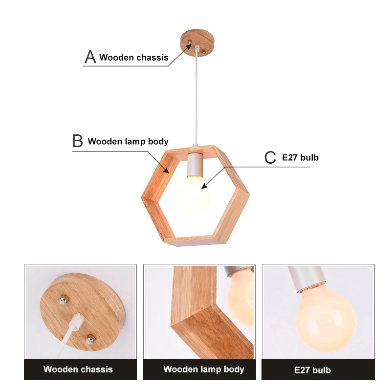 

Modern minimalist geometric dining room chandelier Nordic living room balcony solid wood cafe bar clothing store bar chandelier