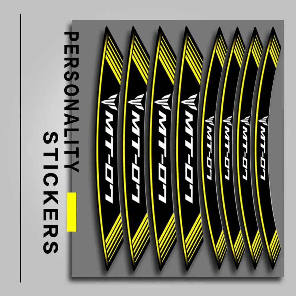 

New Motorcycle 8X Thick Edge Outer Rim Sticker Stripe Wheel Decals for YAMAHA MT-07 mt 07 tire Rim decorative Sticker