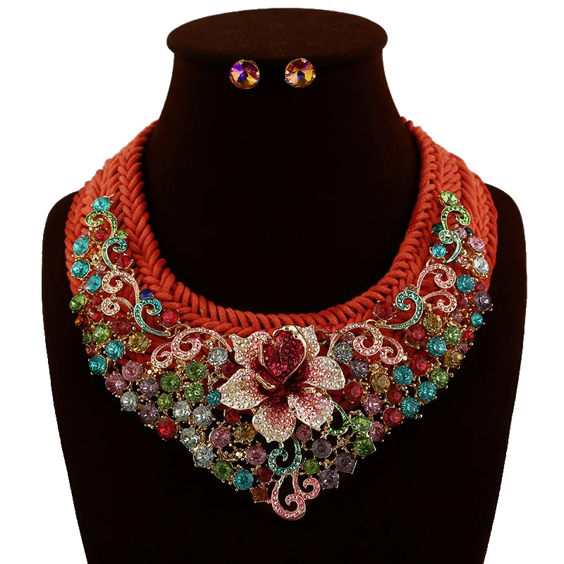 Богемный ювелирный набор модный роскошный австрийский кристалл плетеное