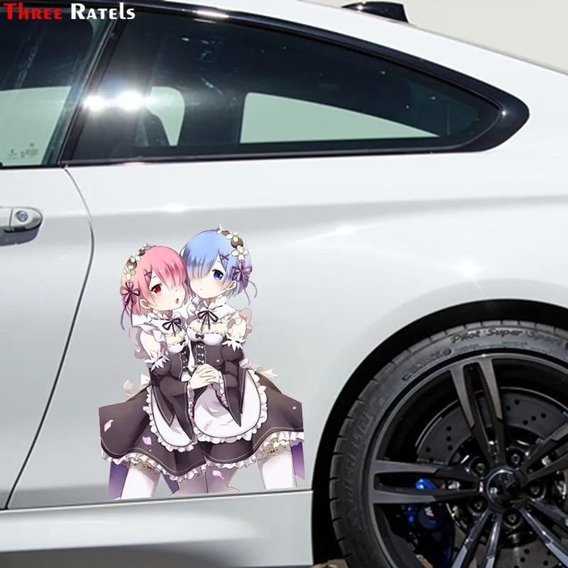 Автомобильные украшения Three Ratels FC665 RE Zero Rem и Ram аниме для девочек наклейки |