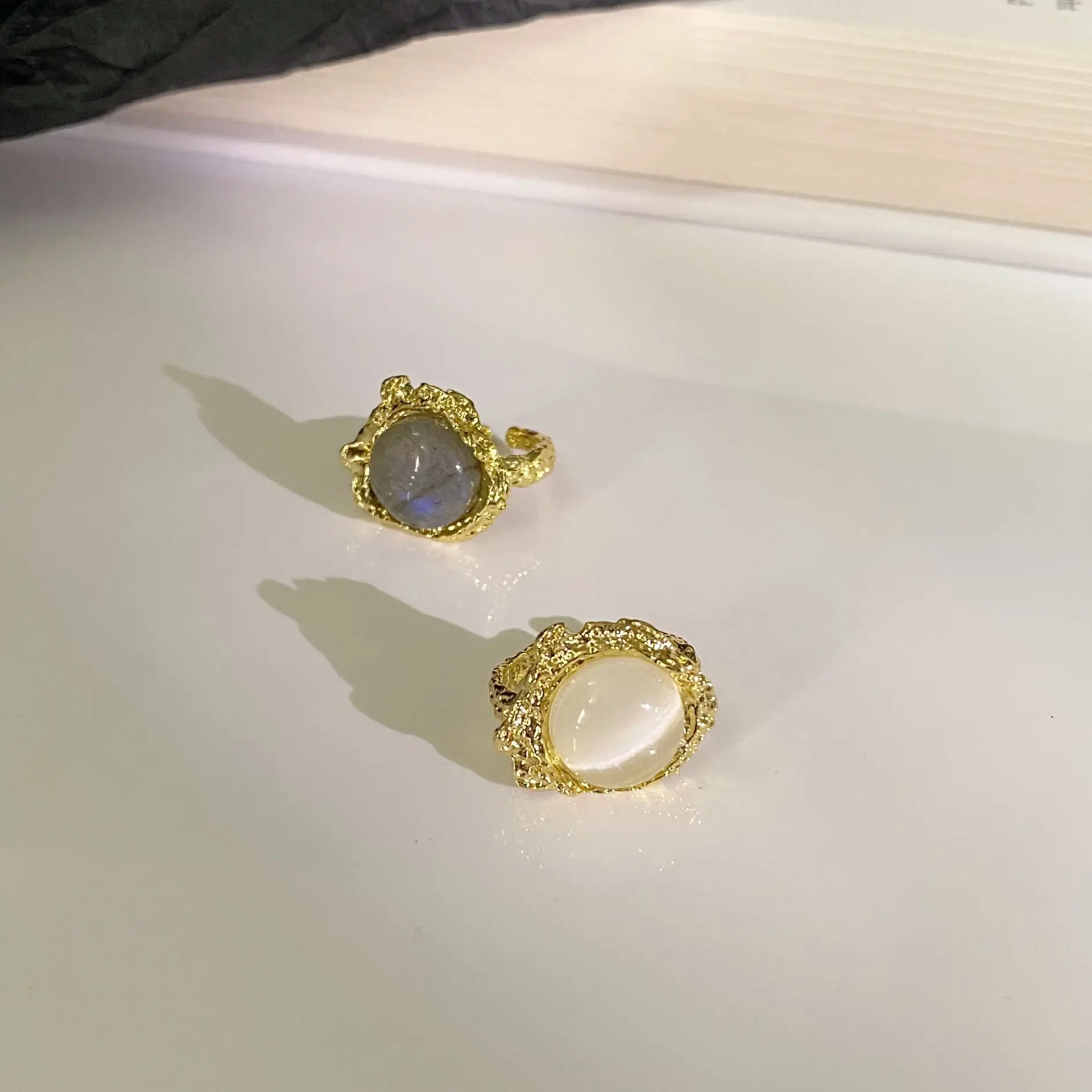 

925 Silver French Brick Restoring Ancient Ways Women Ring Golden A Cat 's-Eye Opal Opening Ring Female Hyperbole Jewelry