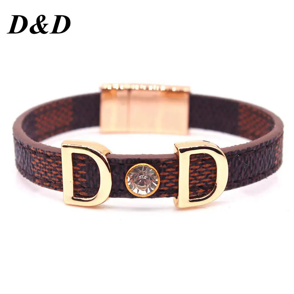 Новый кожаный браслет D & Женская цепочка простой Универсальный широкий из