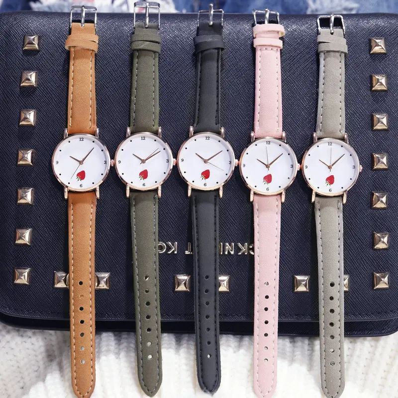 

New Casual Pink Leather Strap Children's Female Watch Female Student Fashion Watch Simple Girl Quartz Watch kids watch relojes