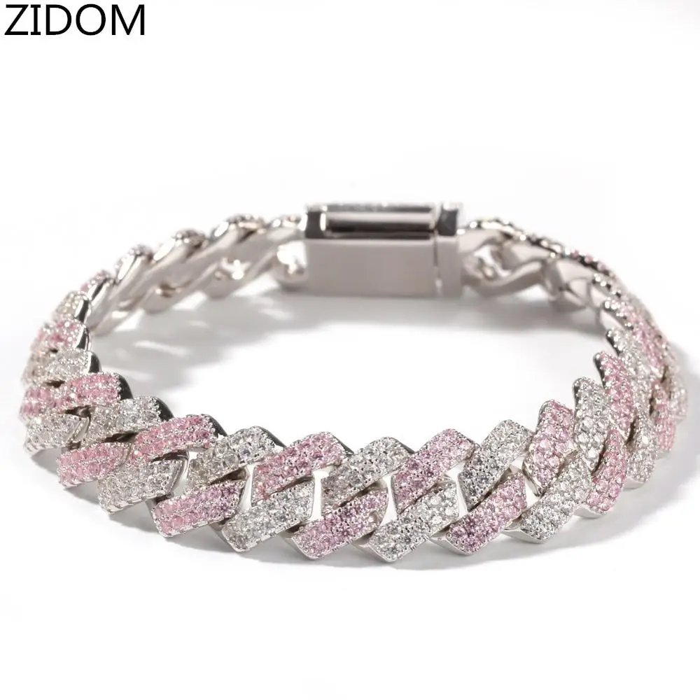 Мужской/женский браслет в стиле хип-хоп высокое качество AAA циркон 13 мм кубинские