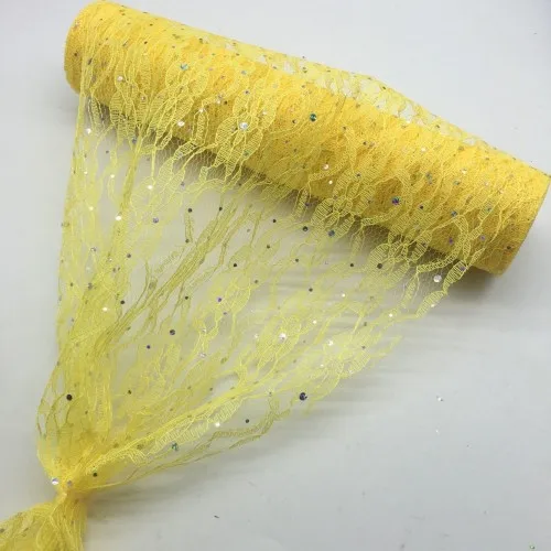 Yellow Рождественский Декор Блеск Блестки Кружева рулон 30 см X 9 метров Свадебный белый стол бегун стул створки винтажный Декор розовый домашний декор - Цвет: Yellow