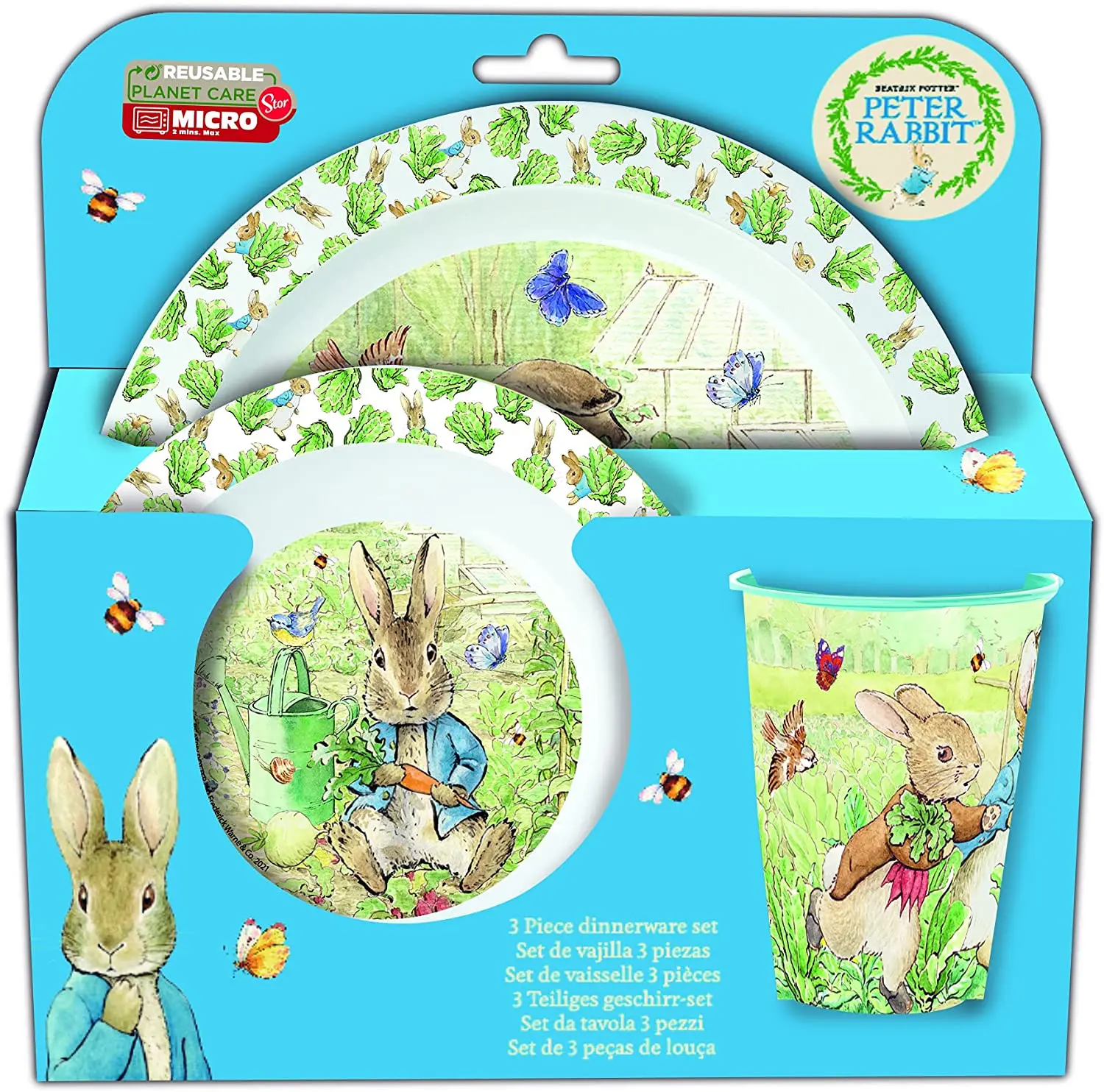 

Набор микро столовой посуды Stor Peter Rabbit, 3 шт., тарелка, миска и чашка, без БФА