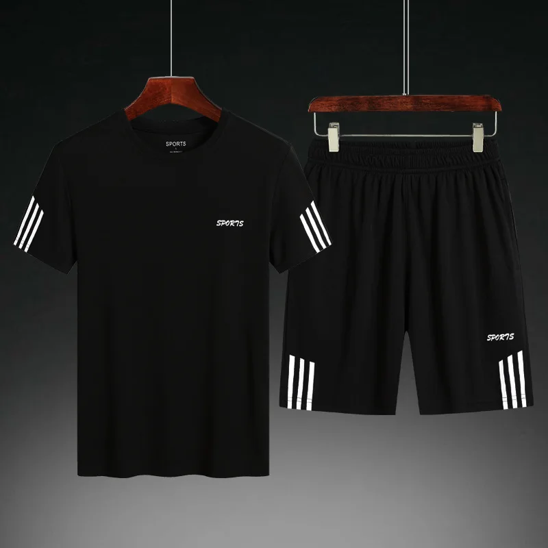 

New Summer Korean Casual Sports Set Men's Top Pants Quick Dry Breathable Men's Two-Piece Joggers Male Set 2 Piece Set Tracksuit