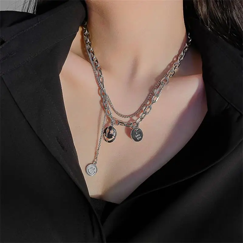 

FNIO Punk Heart Chain Choker Necklace For Women collar Goth Necklaces Aesthetic Jewellery Christmas Party Girl New