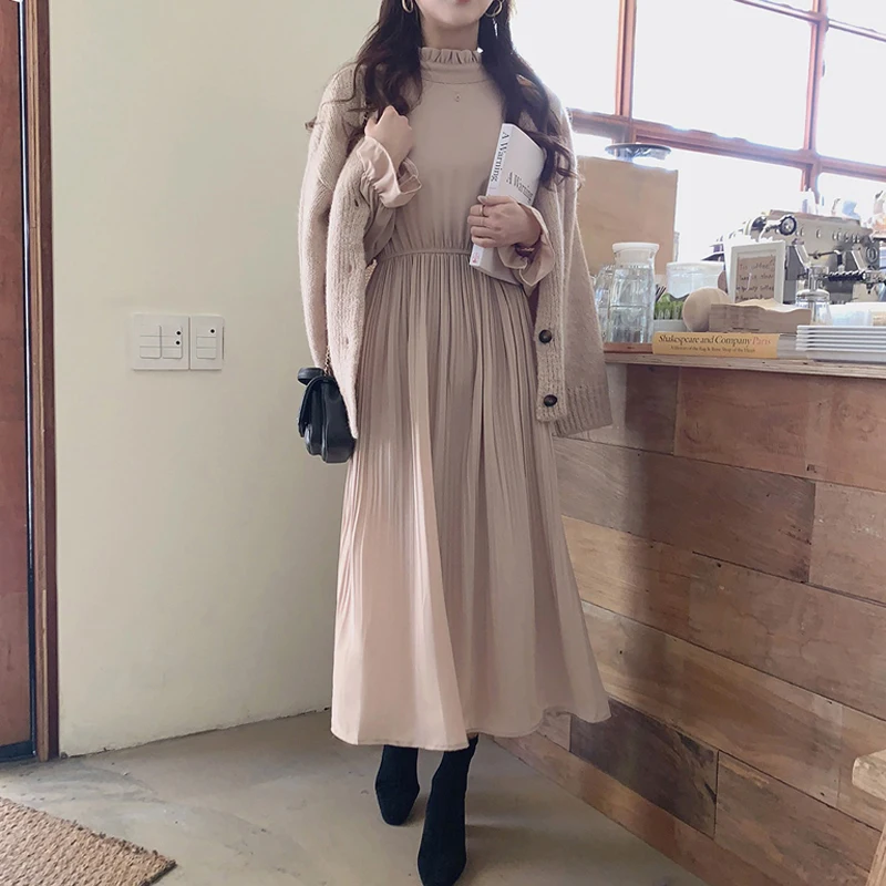 Женское шифоновое платье трапеция BGTEEVER элегантное плиссированное миди с