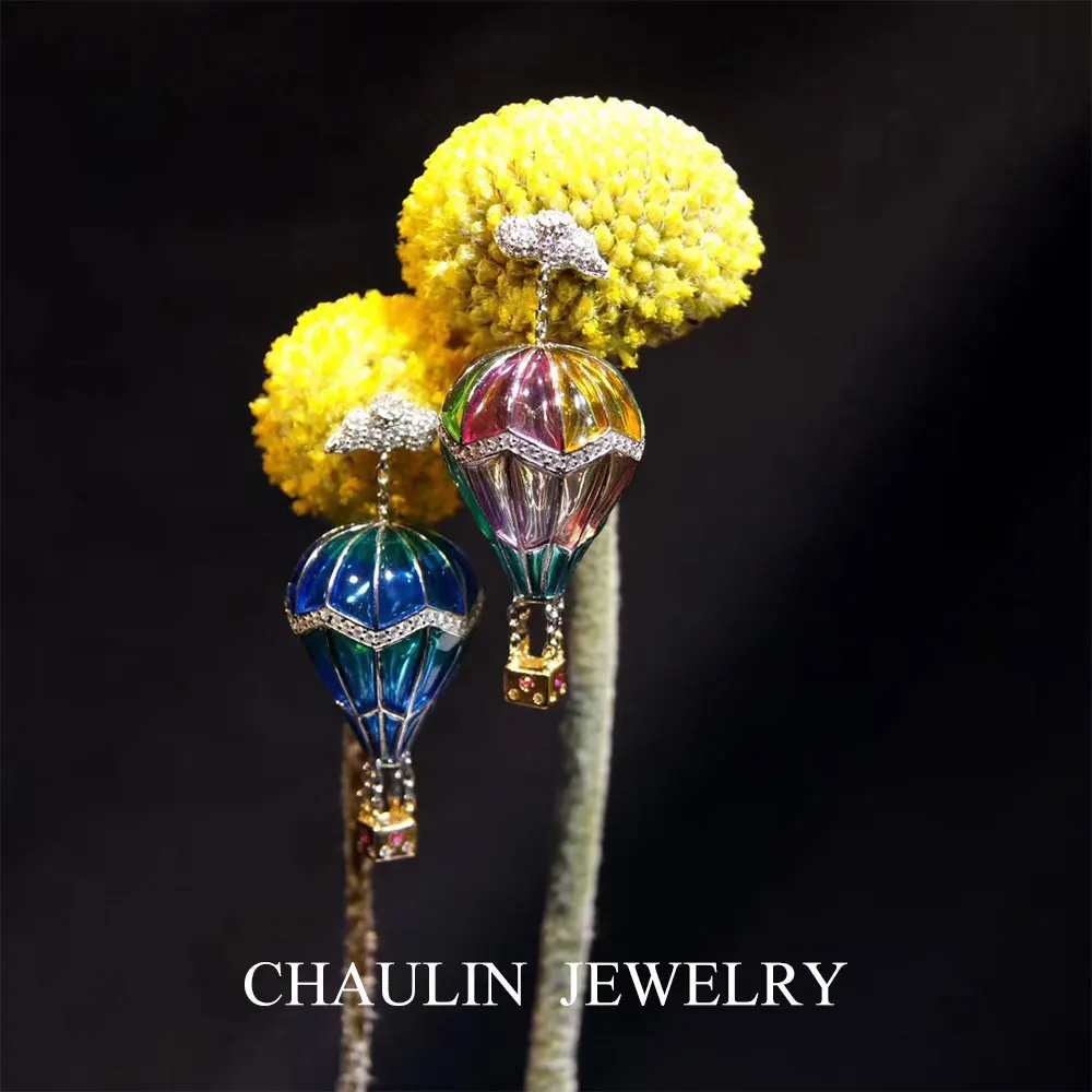 CHAULIN 925 silver earrings free shiping dreamland:hot-air balloon pendant and empty window enamel | Украшения и аксессуары