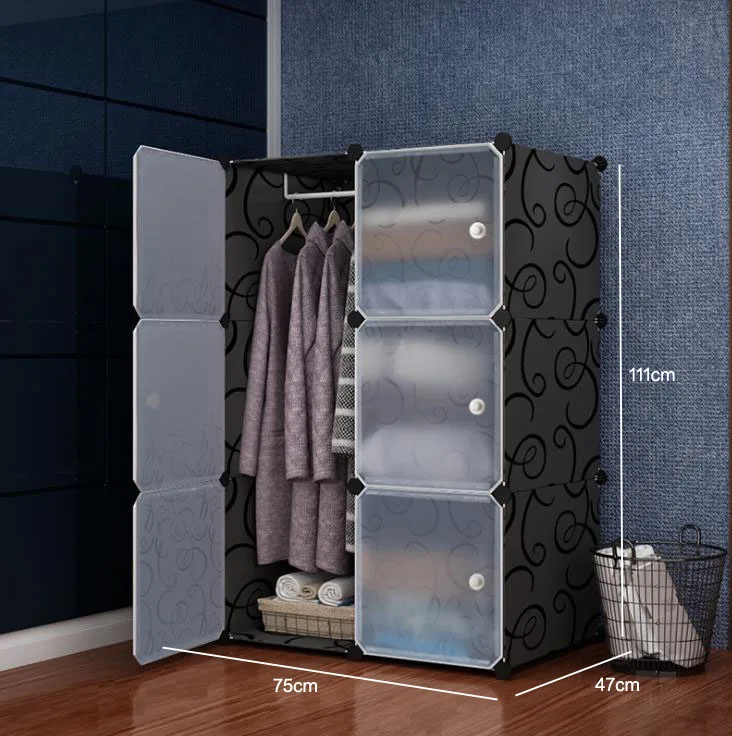 6 Door with 1 hanger Складная шкаф для гардероба Пластиковые Комбинации куб хранения стенной шкаф шкафы Одежда Органайзер мебель для спальни - Цвет: 6 Door with 1 hanger