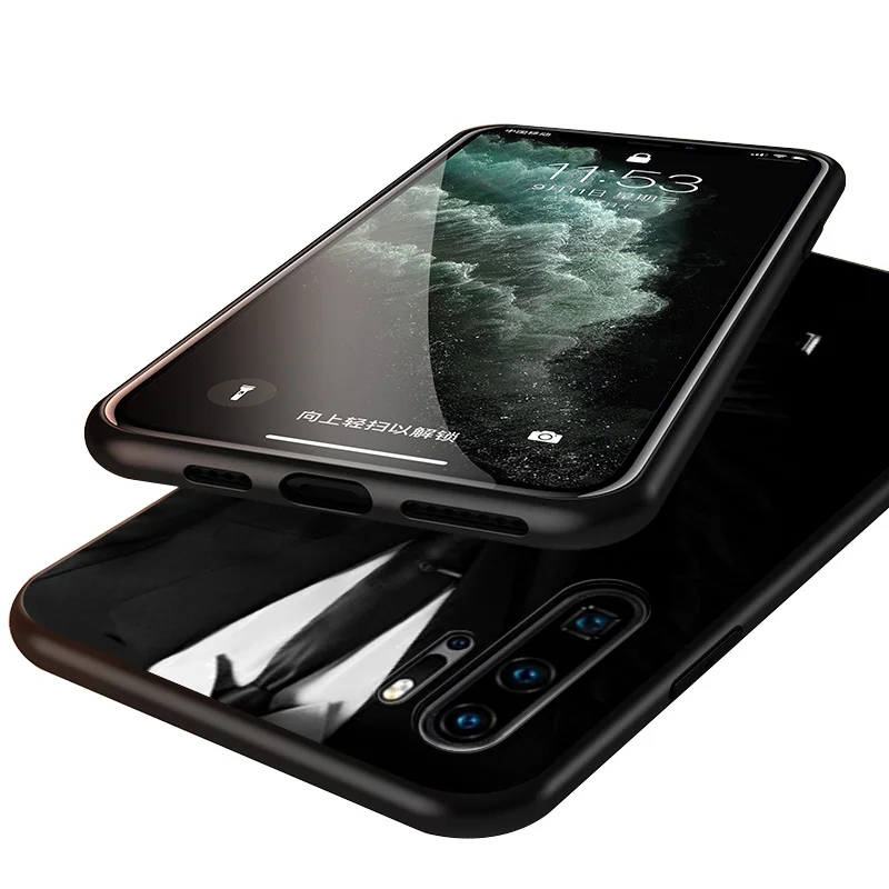 

Man Suit Shirt Tie Black Cover For Huawei P40 P30 P20 P10 P9 P8 Lite E 5G 2017 2019 Pro Plus Phone Case