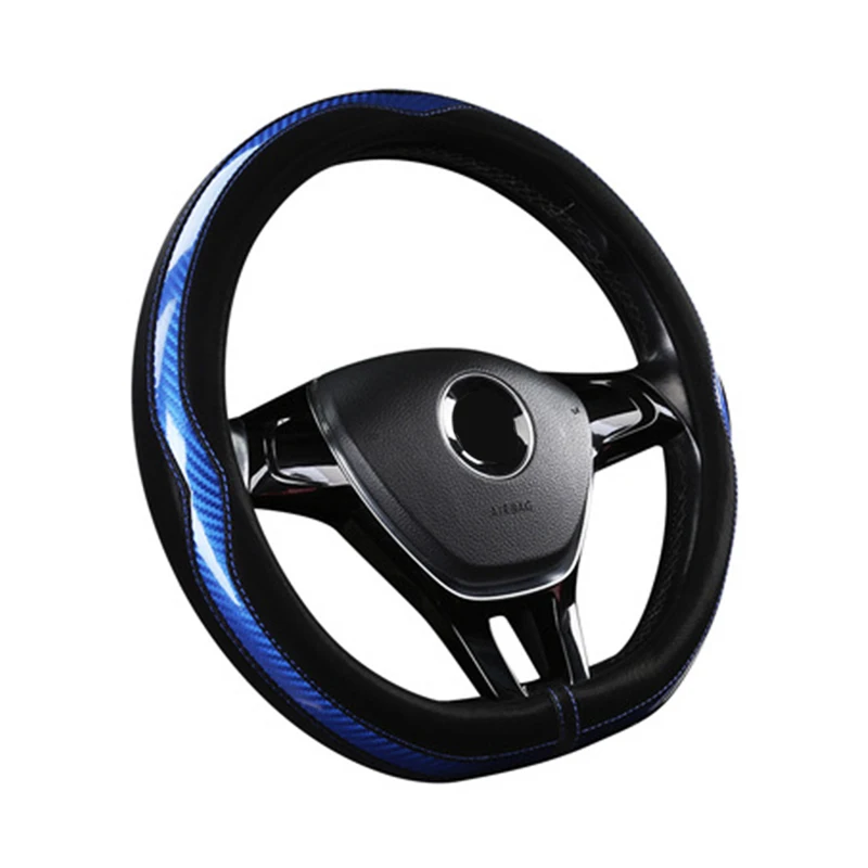 

Carbon Fiber Universal Car Steering Wheel Cover 38cm Fashion Non-slip Breathable Steering Wheel Cover Car Interior Accessories
