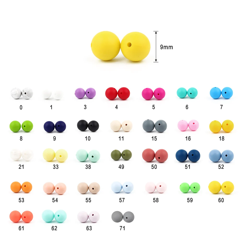 BOBO.BOX 300pcs Silicone Beads 9mm Eco-friendly Sensory Teething Necklace Food Grade Nursing DIY Jewelry Baby Teethers Wholesale