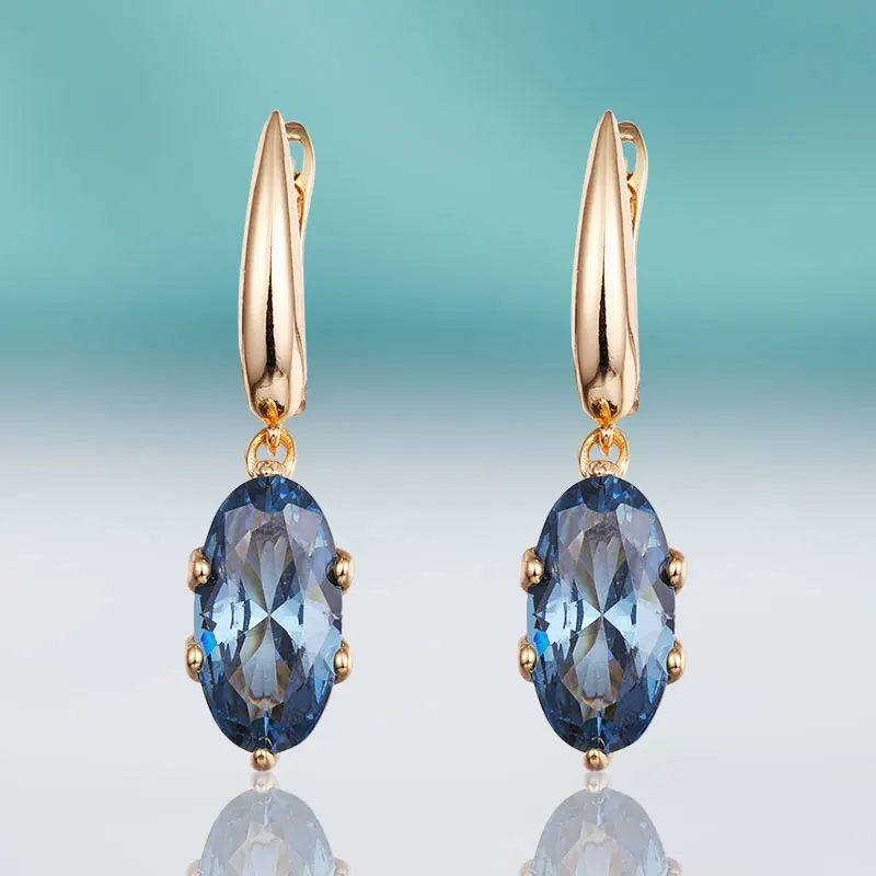 gold-blue MAIKALE классические серьги с цирконием кубической огранки для женщин слеза Зеленый Синий CZ Серьги Brincos корейская мода ювелирные изделия - Окраска металла: gold-blue