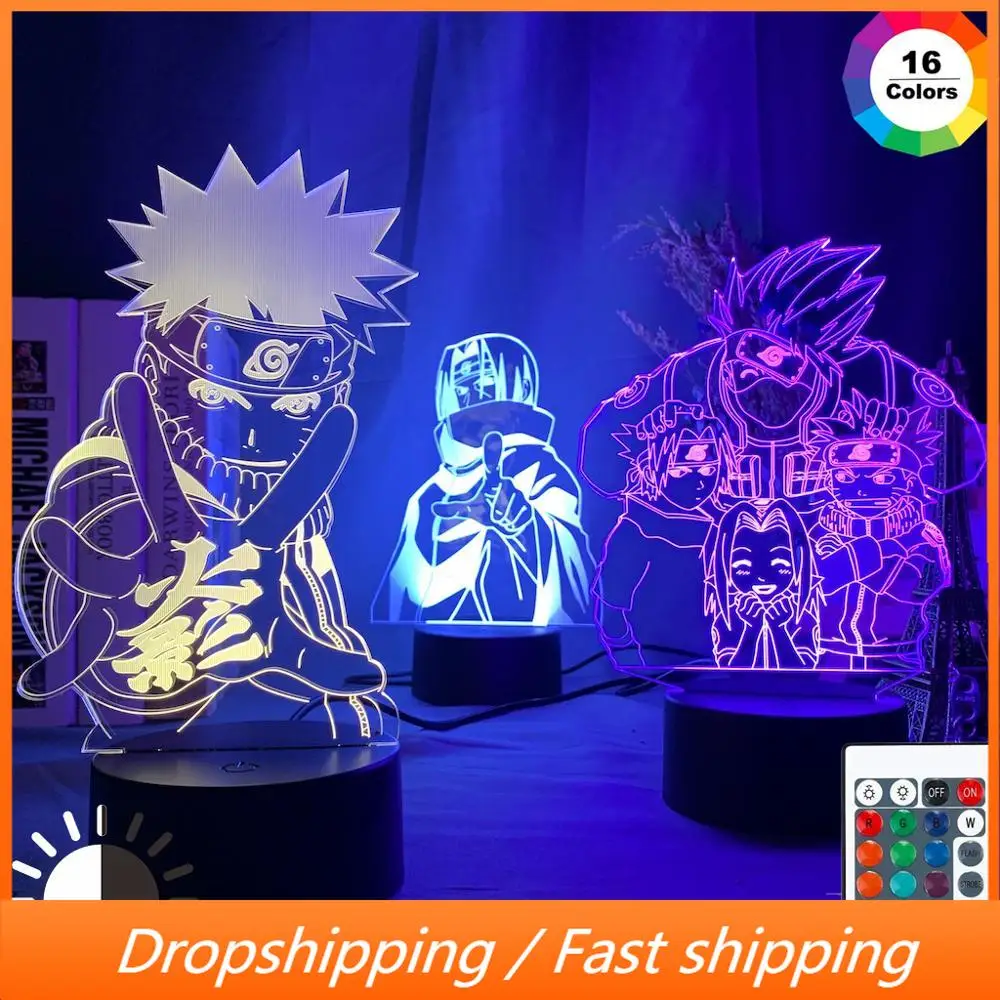 Ботинки в стиле аниме Naruto лампа Узумаки дети 3d светодиодный ночной Светильник
