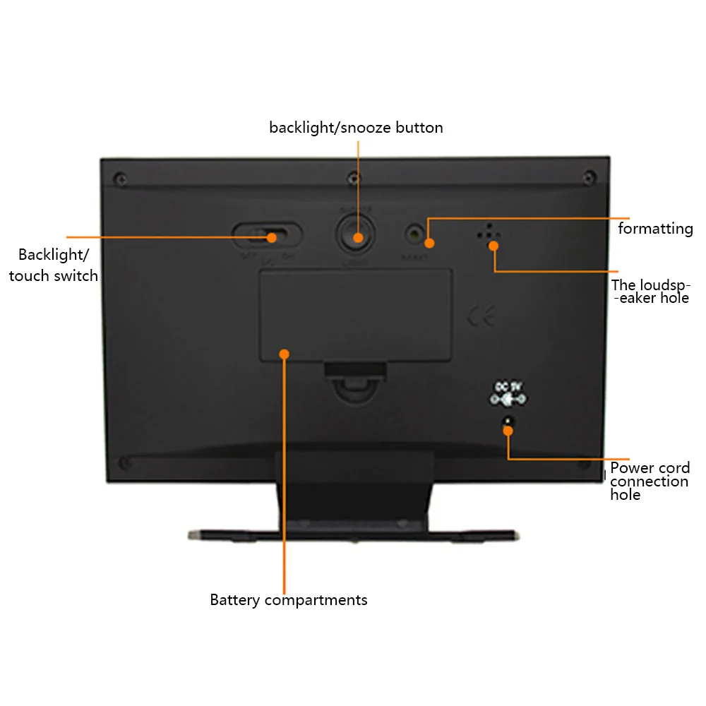 ЖК электронный цифровой будильник с большим цветным экраном настольные часы