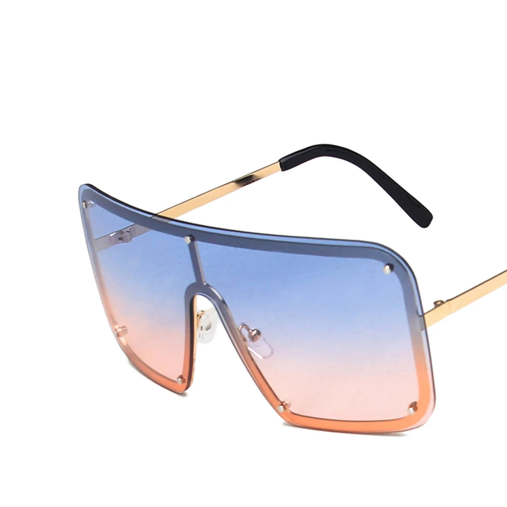 

Солнцезащитные очки с квадратными линзами для мужчин и женщин, большая металлическая оправа, безободковые темные очки, UV400