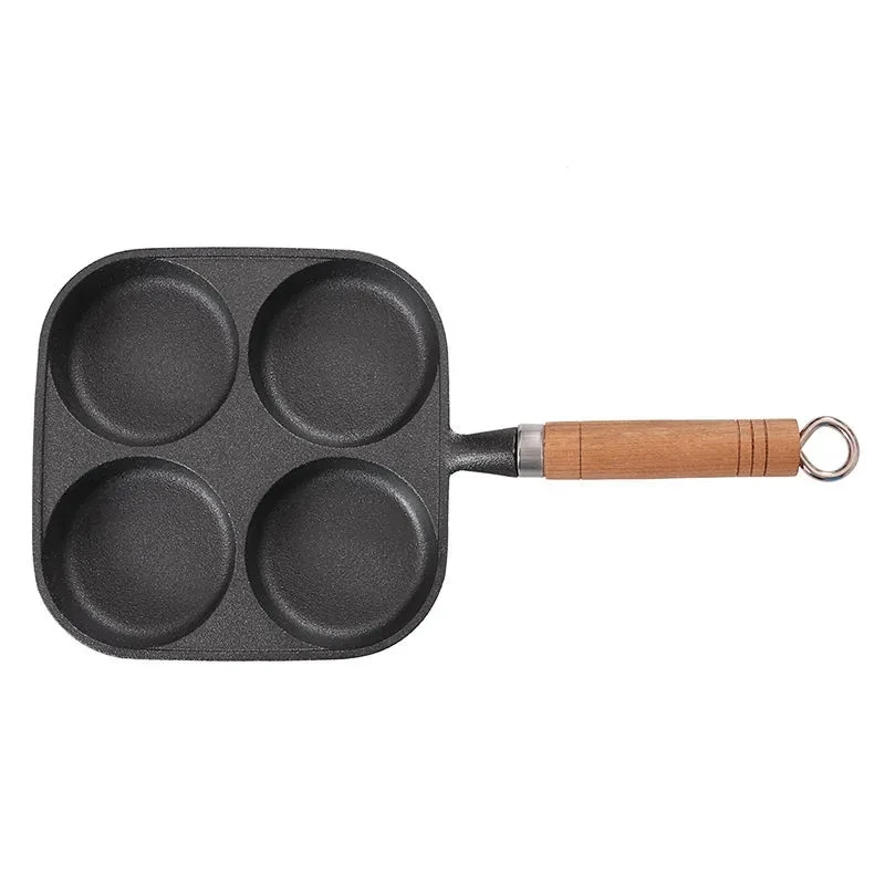 

Чугунная сковорода для яиц с 4 чашками, антипригарная сковорода для яиц, сковорода для блинов, газовая и Индукционная кухонная утварь