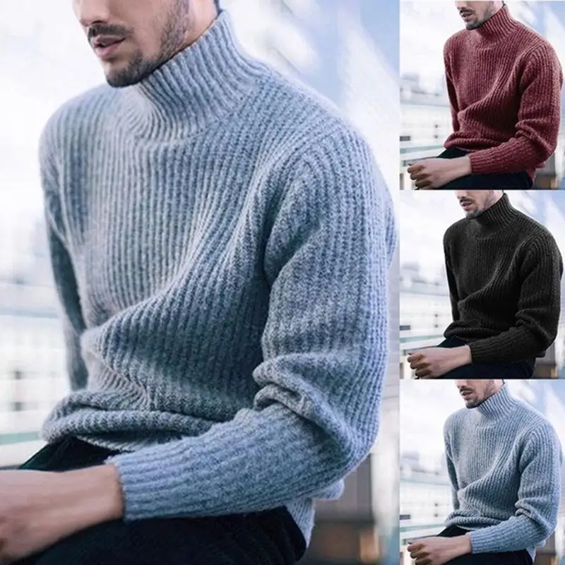 

Sweaters Men Turtleneck Sweater Men Long Sleeve Casual Solid Men's Sweater Male Brand Cashmere Check Knitwear Man Pull
