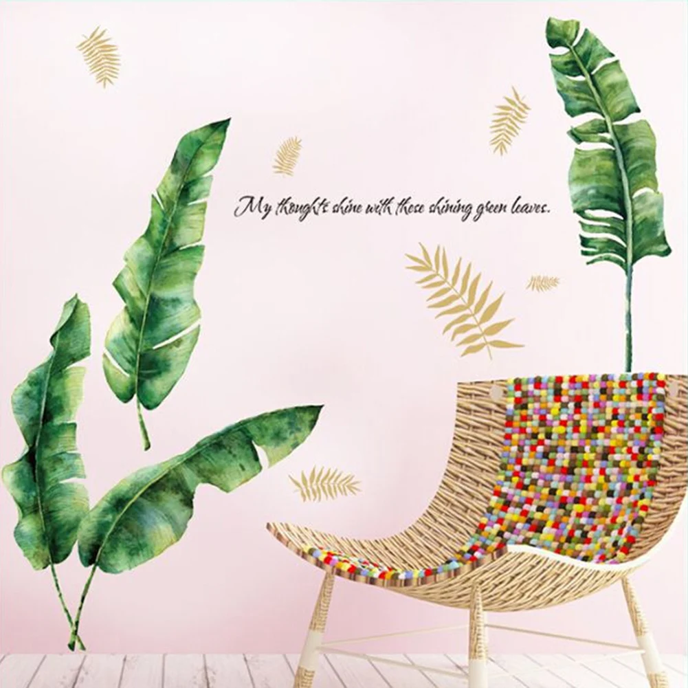 1Pc Fresh Tropical Big Leaves Wall Sticker Waterproof Removable Poster Mural Living Room Home Office Decoration Decal | Дом и сад