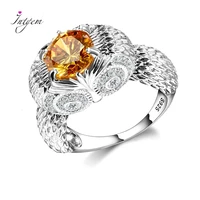 newest vintage 925 sterling silver owl charm rings for women men yellow oval citrine cubic zirconia stones jewelry ring bague