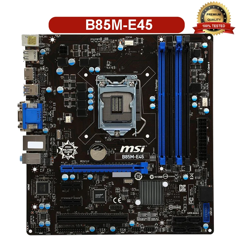 Для материнской платы MSI B85M E45 LGA 1150 Intel B85 Core i7 i5 i3 Pentium Celeron DDR3 32G PCI E 3 0 SATA Micro